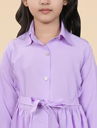 Fabulous Pink Crepe Solid A-Line Dress For Girls-thumb2