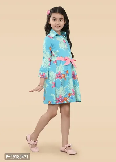 Fabulous Multicoloured Crepe Printed A-Line Dress For Girls-thumb5