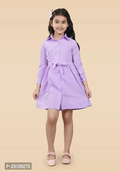 Fabulous Pink Crepe Solid A-Line Dress For Girls-thumb0