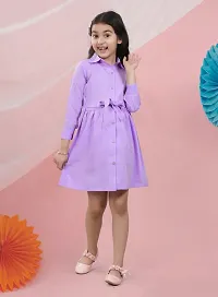 Fabulous Pink Crepe Solid A-Line Dress For Girls-thumb1