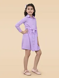 Fabulous Pink Crepe Solid A-Line Dress For Girls-thumb4