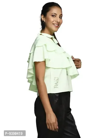 One Shoulder Top Having Double Layer Ruffle with A Loop with A Tie Up at The One Shoulder.-thumb4