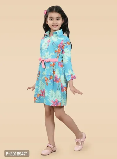 Fabulous Multicoloured Crepe Printed A-Line Dress For Girls-thumb4