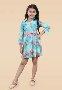 Fabulous Multicoloured Crepe Printed A-Line Dress For Girls-thumb2