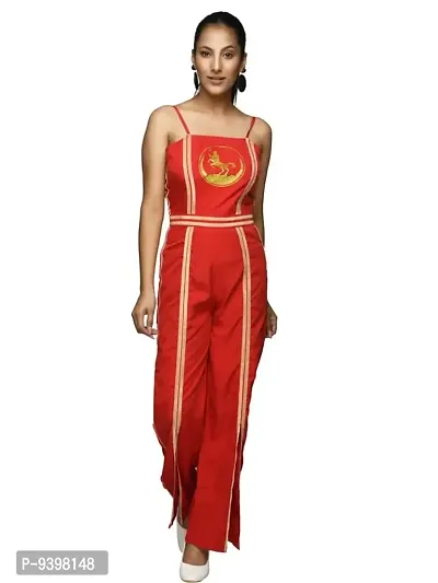 RANJ WOMEN JUMPSUIT WITH FRONT AND SIDE SEAM STRAPS-thumb0