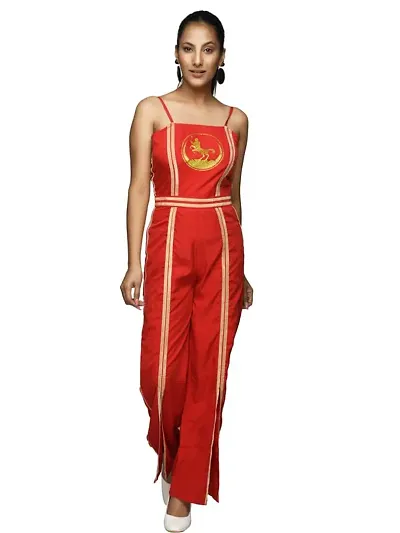 RANJ WOMEN JUMPSUIT WITH FRONT AND SIDE SEAM STRAPS