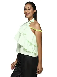 One Shoulder Top Having Double Layer Ruffle with A Loop with A Tie Up at The One Shoulder.-thumb2