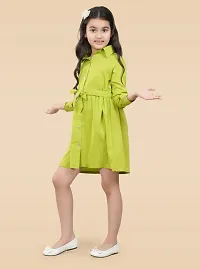 Fabulous Green Crepe Solid A-Line Dress For Girls-thumb2