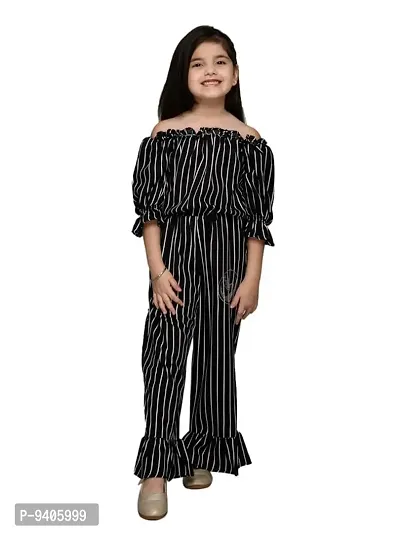 RANJ Kid's Off Shoulder Jumpsuit Having Half Sleeve with Ruffle Detailing-thumb0