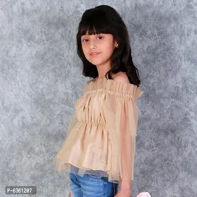 Kids Top(Off Shoulder Top Having Elasticated Ruffles at the Upper and Bell Sleeve.-thumb5