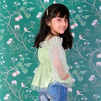 Kids Top(Off Shoulder Top Having Elasticated Ruffles at the Upper and Bell Sleeve.-thumb4