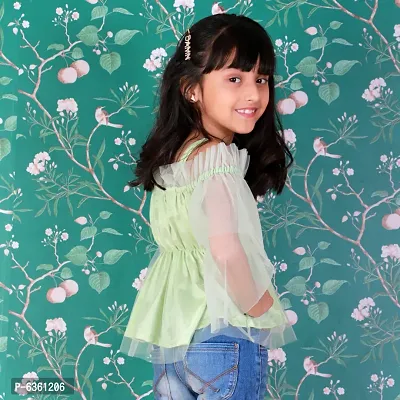 Kids Top(Off Shoulder Top Having Elasticated Ruffles at the Upper and Bell Sleeve.-thumb5