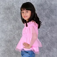 Kids Top(Off Shoulder Top Having Elasticated Ruffles at the Upper and Bell Sleeve.-thumb2