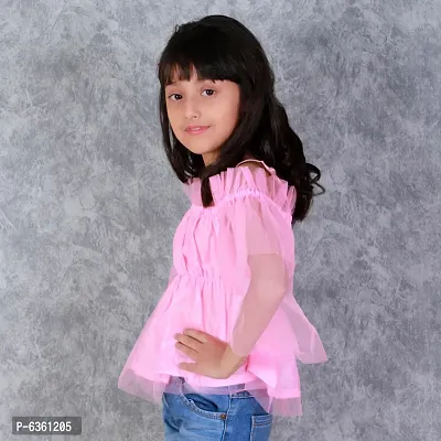 Kids Top(Off Shoulder Top Having Elasticated Ruffles at the Upper and Bell Sleeve.-thumb3