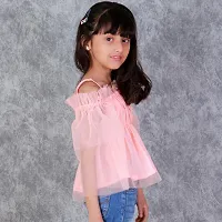 Kids Top(Off Shoulder Top Having Elasticated Ruffles at the Upper and Bell Sleeve.-thumb1