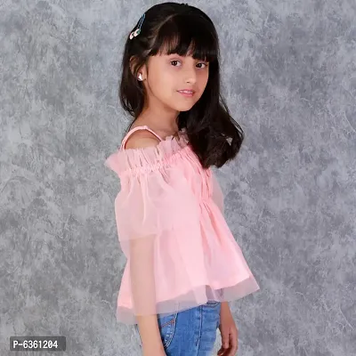 Kids Top(Off Shoulder Top Having Elasticated Ruffles at the Upper and Bell Sleeve.-thumb2