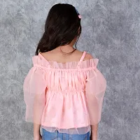 Kids Top(Off Shoulder Top Having Elasticated Ruffles at the Upper and Bell Sleeve.-thumb3