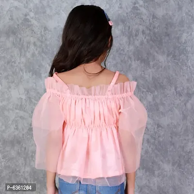 Kids Top(Off Shoulder Top Having Elasticated Ruffles at the Upper and Bell Sleeve.-thumb4