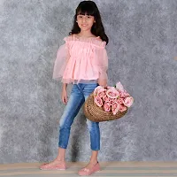 Kids Top(Off Shoulder Top Having Elasticated Ruffles at the Upper and Bell Sleeve.-thumb4