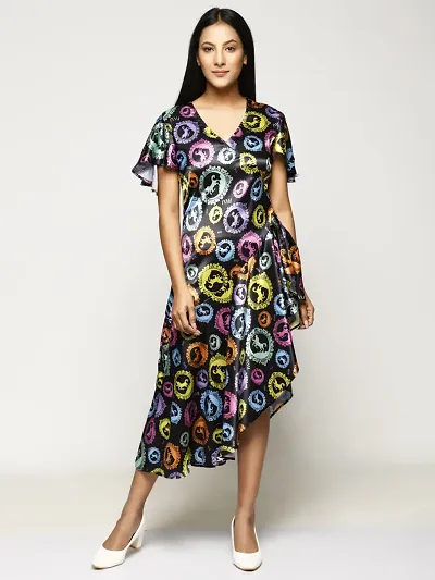 RANJ Butterfly Sleeve, Signature Print Women Dress