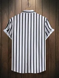 Reliable Cotton Lycra Striped Short Sleeves Casual Shirts For Men-thumb1