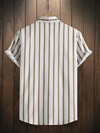 Reliable Cotton Lycra Striped Short Sleeves Casual Shirts For Men-thumb1