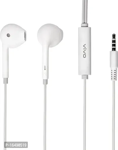 RED RIVER Boom Bass Wired in-Ear Headphones Compatible with Especially All Vivo Smartphones (White) (White) (Vivo Original Sound)-thumb0