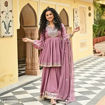 Rayon Kurta and sharara set with Dupatta