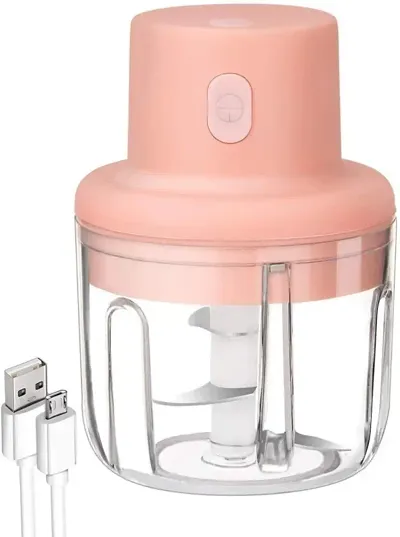 AMULAKH Electric Mini Food Chopper with USB Charging For Spice Meat Vegetable Nuts Onion Pepper (Pink, 250ML)