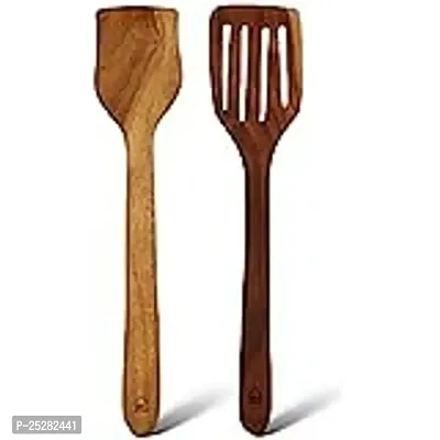 Stylish Wooden Spoons And Spatula For Cooking, Pack Of 2-thumb0