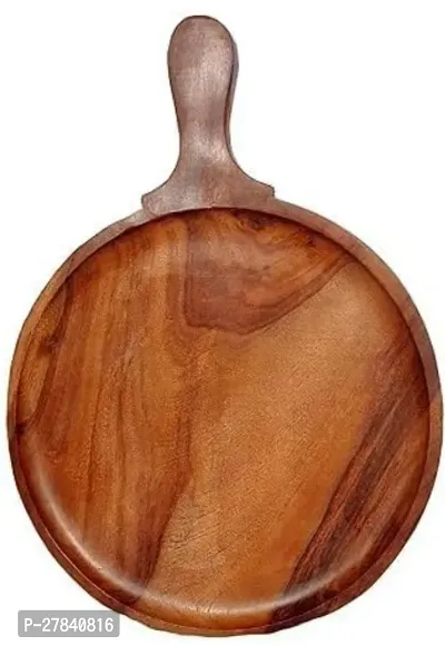 ROYAL Wood Hand-Crafted Wooden Pizza  Snack Serving Plate/Tray (Sheesham Wood, Set of 1, Size: 12 Inches)-thumb0