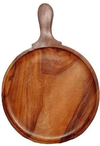 ROYAL Wood Hand-Crafted Wooden Pizza  Snack Serving Plate/Tray (Sheesham Wood, Set of 1, Size: 12 Inches)