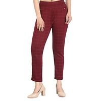 Women's Maroon Cotton Blend Jeggings-thumb2