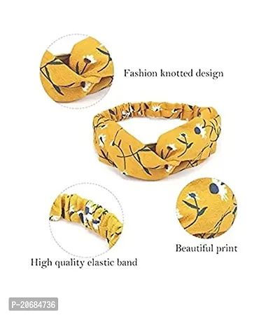 DOLLIT Women's Headband/Hairband Korean styleBoho Vintage Hair Band Printed Criss Cross Twisted Cute Hair Accessories Elastic Head Wrap Headbands with floral print for women and girlsPACK OF 10-thumb2