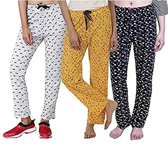 DOLLIT Women's Track Pant Lower Payjama Soft Night Wear Payjama for Women Pack of 3