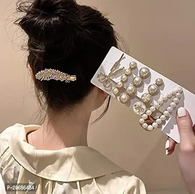DOLLIT Korean Fashion Style Pearl Rhinestone Metal Hair clips Hair Pin Stylish Hair Accessories Jewellery Women and Girls (Pack of 11)-thumb3