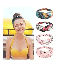 DOLLIT Women's Headband/Hairband Korean styleBoho Vintage Hair Band Printed Criss Cross Twisted Cute Hair Accessories Elastic Head Wrap Headbands with floral print for women and girlsPACK OF 10-thumb3