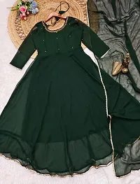 Navratri Indo-western Green Bandhani Georgette Gown-thumb4