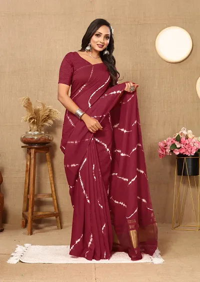 Glamorous Cotton Silk Saree with Blouse piece 