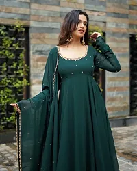 Navratri Indo-western Green Bandhani Georgette Gown-thumb3