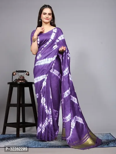 Stylish Cotton Silk Printed Saree with Blouse Piece-thumb0