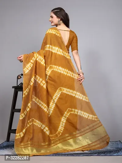 Stylish Cotton Silk Mustard Printed Saree with Blouse piece-thumb3