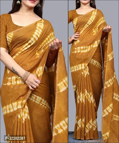 Stylish Cotton Silk Mustard Printed Saree with Blouse piece-thumb4