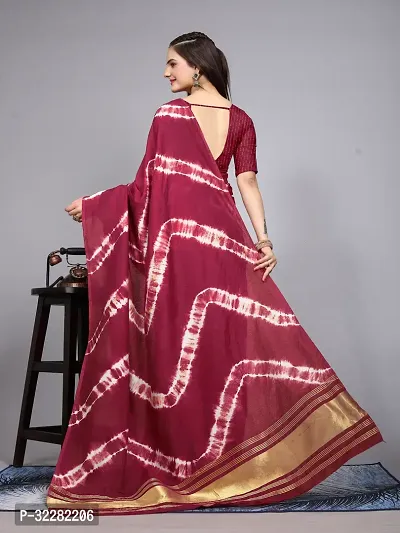 Stylish Cotton Silk Maroon Printed Saree with Blouse piece-thumb4