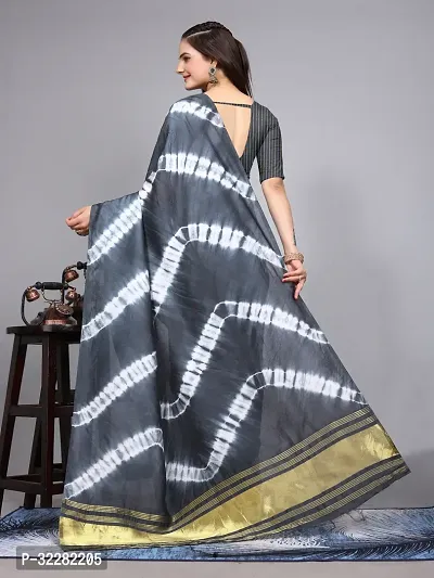 Stylish Cotton Silk Grey Printed Saree with Blouse piece-thumb4