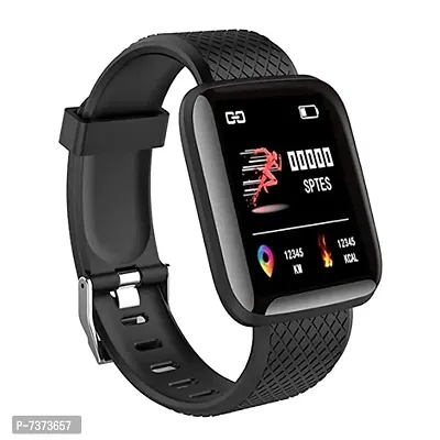 New Version Smart Watch - ID116 Bluetooth Smartwatch Touch Screen Daily Activity Tracker, Heart Rate Sensor, BP Monitor, Sports Watch for All Boys  Girls Wristband - Black-thumb0