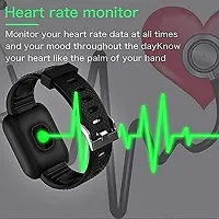 New Version Smart Watch - ID116 Bluetooth Smartwatch Touch Screen Daily Activity Tracker, Heart Rate Sensor, BP Monitor, Sports Watch for All Boys  Girls Wristband - Black-thumb1