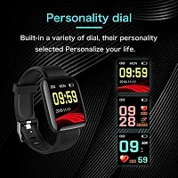 Smart Watch Id116 Plus Bluetooth Smart Fitness Band Watch With Heart Rate Activity Tracker Waterproof Body Step And Calorie Counter Blood Pressure Activity Tracker Black-thumb1