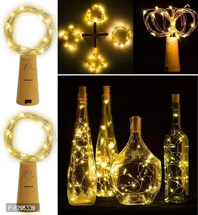 Inmate Wine Bottle 20 LED Warm White Cork Light Copper Wire String Lights, 2M Battery Operated Wine Bottle Fairy Lights (Pack of 2 Pcs)