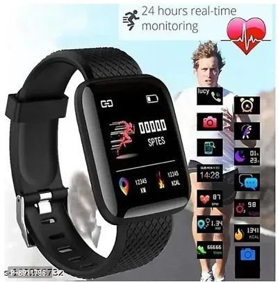 Smart Watch Latest ID116 Ultra Bluetooth Smart Fitness Band Watch with Activity Tracker Waterproof Body, Calorie Counter, Blood Pressure(1), OLED Touchscreen - Black-thumb0
